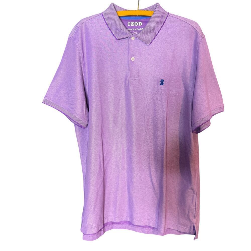 IZOD Advantage Polo Shirt Mens Large Purple Stretch Golf Casual Short Sleeve